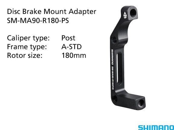 Sm-ma90-r180-ps Adapter 180mm Caliper: Post Mount: A-std Rear ADAPTORS (BRAKES) Melbourne Powered Electric Bikes 