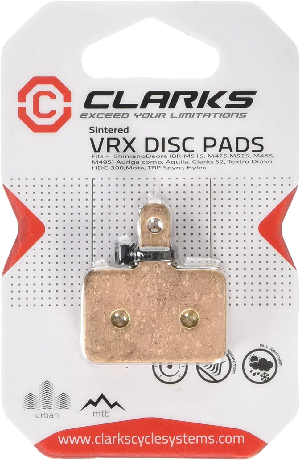 Clarks Sintered Disc Brake Pads w/ Carbon for Shimano