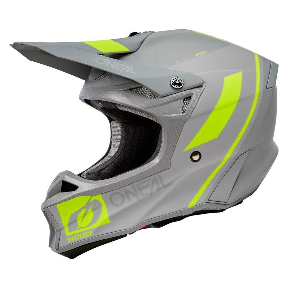 O'Neal 10 Series Flow V.23 MX Helmet MOTORCYCLE HELMETS Melbourne Powered Electric Bikes Grey/Neon yellow Medium 