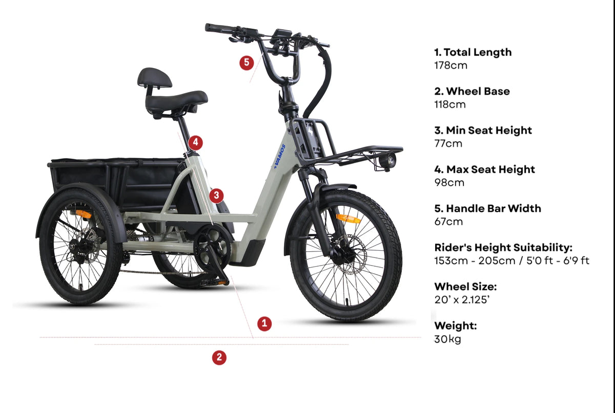 Vamos Trio – 3 Wheel Electric Trike White/Blue EN-Compliant