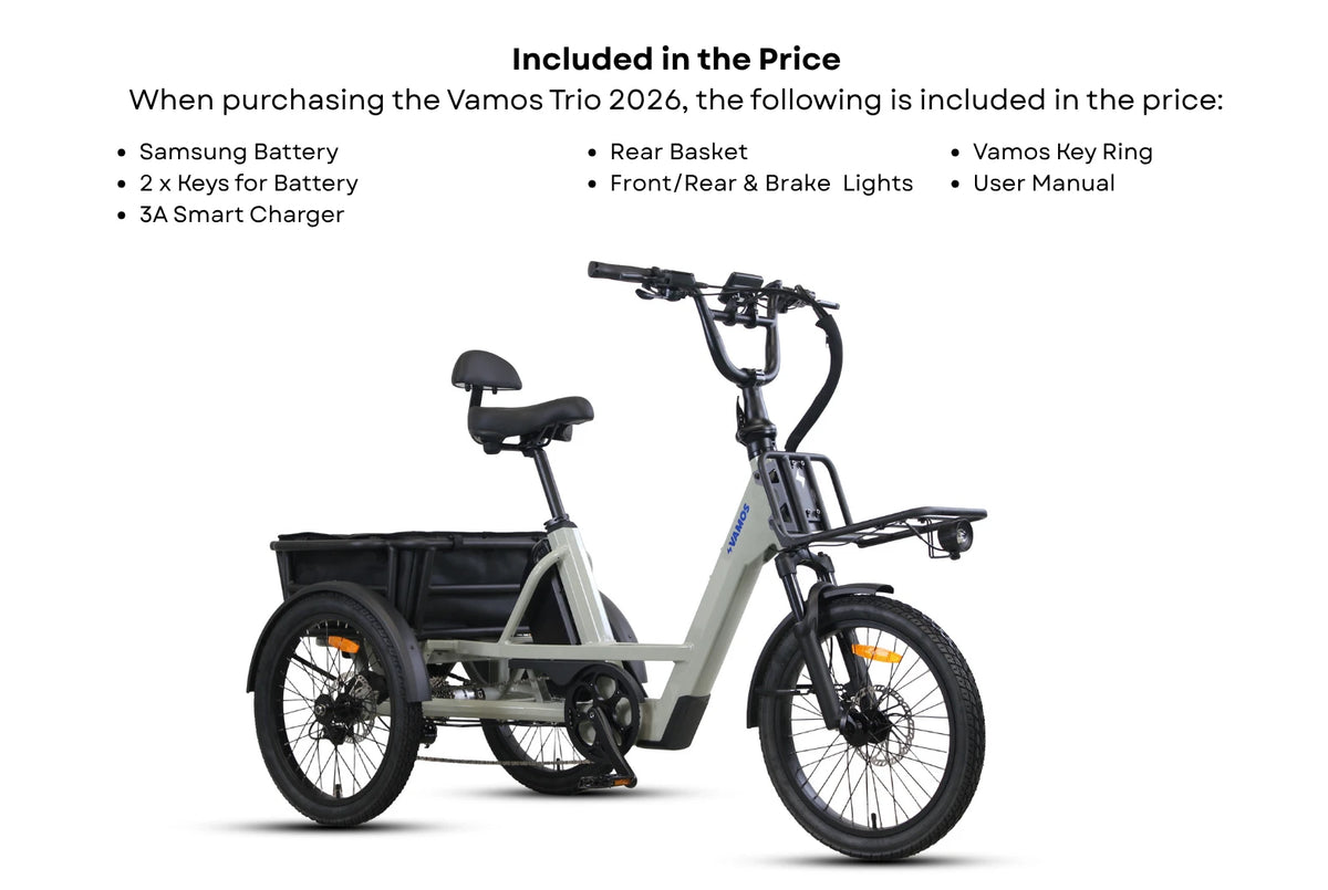 Vamos Trio – 3 Wheel Electric Trike White/Blue EN-Compliant