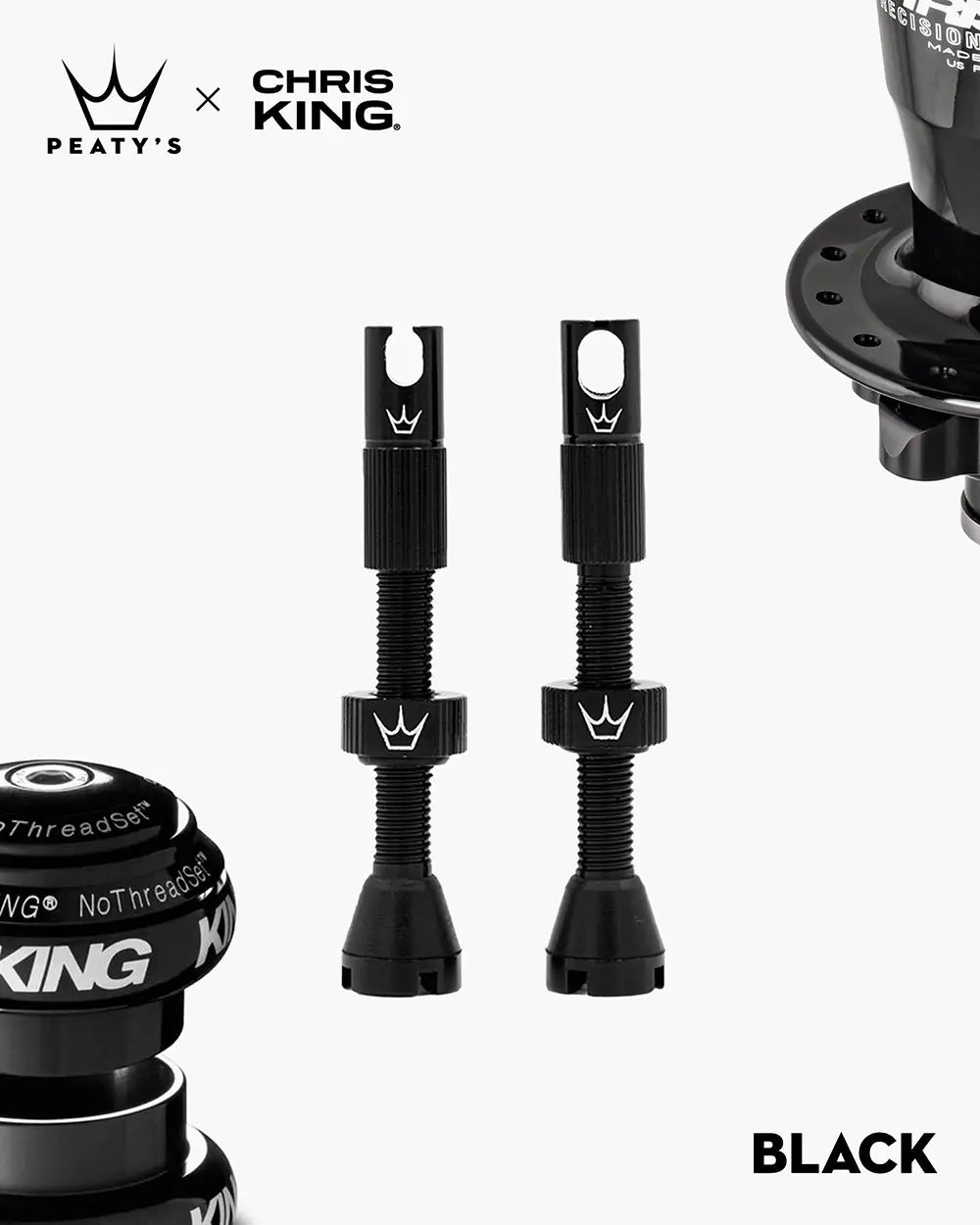 Peaty's x Chris King MK2 Tubeless Valves (Pair) TUBELESS ACCESSORIES Melbourne Powered Electric Bikes 42mm Black 