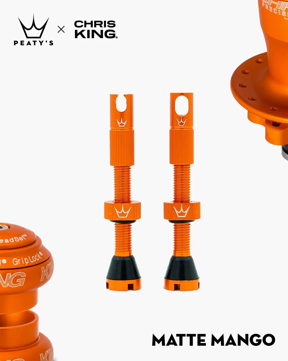 Peaty's x Chris King MK2 Tubeless Valves (Pair) TUBELESS ACCESSORIES Melbourne Powered Electric Bikes 42mm Mango 