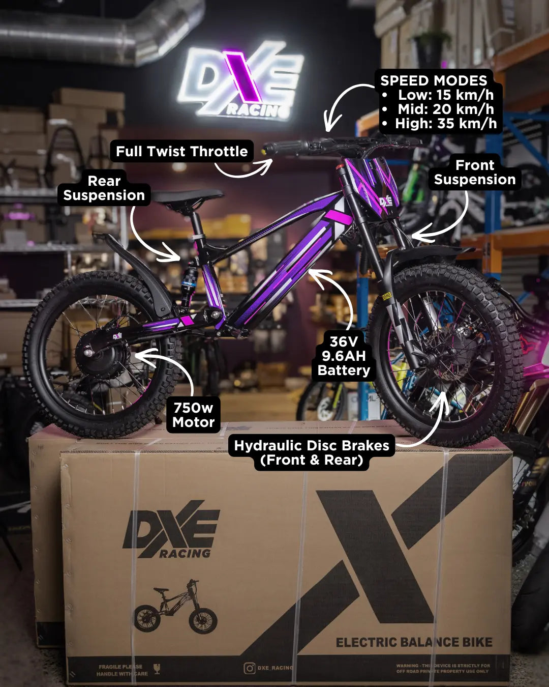 DXE Racing X-18 Electric Balance Bike