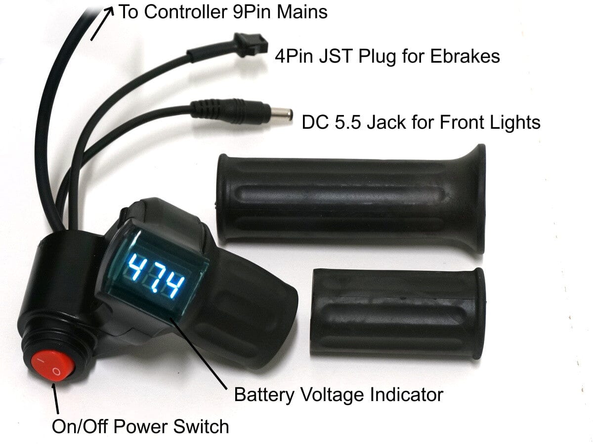 Grin All-In-One Half Twist Throttle with Voltage Readout GRIN TECHNOLOGIES Melbourne Powered Electric Bikes 