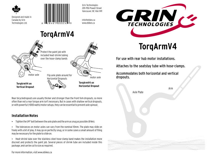 Grin V4 Rear Hub Motor Torque Arm