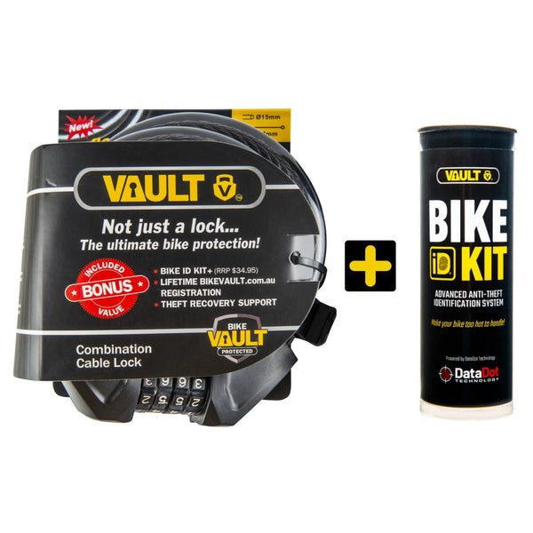 Vault Et461 Combination Cable Lock + Datadot Bike Id Kit LOCKS Melbourne Powered Electric Bikes 