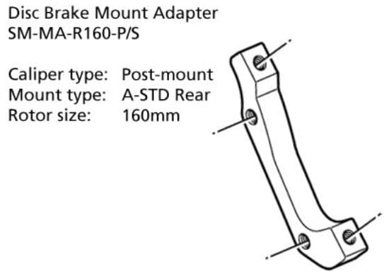 Sm-ma-r160-ps Adapter 160mm Caliper: Post Mount: A-std Rear ADAPTORS (BRAKES) Melbourne Powered Electric Bikes 