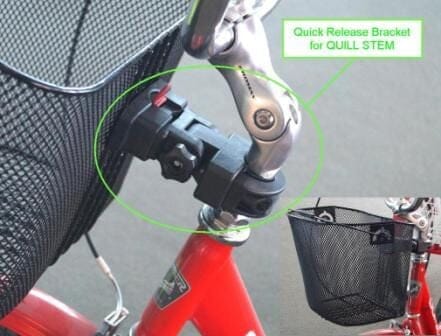 Basket Black W/handle With Q/r Bracket For Quill Stem Melbourne Powered Electric Bikes & More 