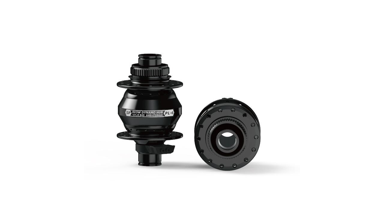 Shutter Precision Dynamo Hub PL-6 - 15mm thru axle - 100mm OLD DYNAMO HUBS Melbourne Powered Electric Bikes Black 28H 